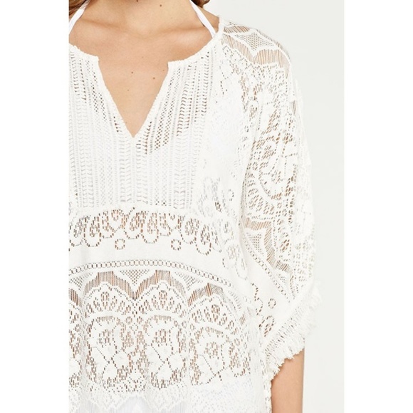 GORGEOUS Long Lace Caftan Tunic Beach Swim Cover - Picture 4 of 8